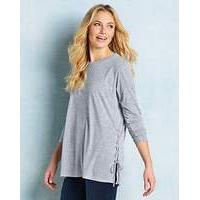 Grey Side Split Lace Up Tunic
