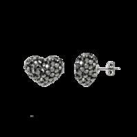 Grey 12mm Crystal Heart Shape Titanium Earrings