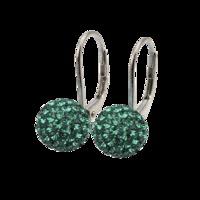 Green 10mm Crystal Drop Titanium Earrings