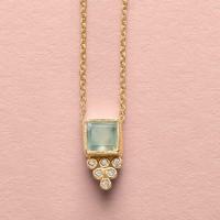 Green Chalcedony Square Geometric Necklace