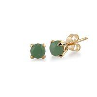 green jade round stud earrings in 9ct yellow gold 45mm claw set