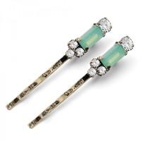 Green Art Deco Hairclips