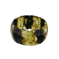 Green Amber Ten Stone Oblong Stretch Bangle