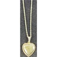 green pearl effect heart pendant on 16 gold look chain