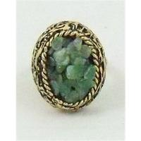 Green stones ring medium size