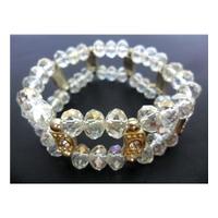 grey and white plastic crystal effect bead bracelets set of 2 unbrande ...