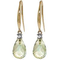 green amethyst and diamond drop earrings 45ctw in 9ct gold