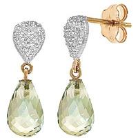 green amethyst and diamond droplet earrings 45ctw in 9ct gold