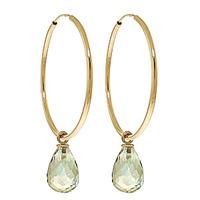 Green Amethyst Briolette Earrings 4.5ctw in 9ct Gold