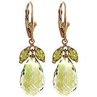 Green Amethyst and Peridot Snowdrop Earrings 15.0ctw in 9ct Gold