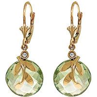 green amethyst and diamond olive leaf drop earrings 106ctw in 9ct gold