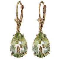 Green Amethyst Drop Earrings 10.0ctw in 9ct Gold