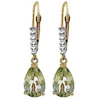 green amethyst and diamond belle drop earrings 30ctw in 9ct gold