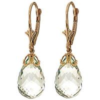 Green Amethyst Crown Briolette Drop Earrings 14.0ctw in 9ct Gold