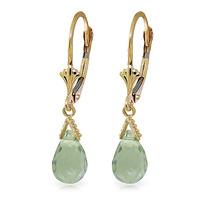 green amethyst droplet briolette earrings 50ctw in 9ct gold