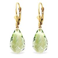 green amethyst briolette drop earrings 140ctw in 9ct gold