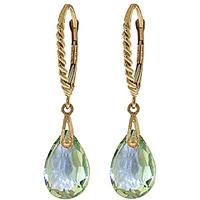 Green Amethyst Plait Stem Briolette Drop Earrings 6.0ctw in 9ct Gold