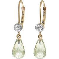 Green Amethyst and Diamond Illusion Drop Earrings 4.5ctw in 9ct Gold