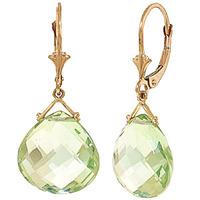 Green Amethyst Star Heart Drop Earrings 17.0ctw in 9ct Gold