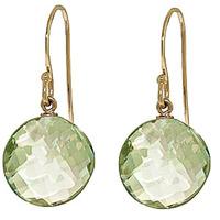 Green Amethyst Chequer Cut Drop Earrings 12.0ctw in 9ct Gold