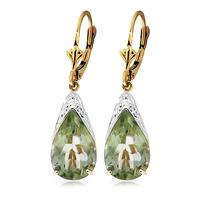 Green Amethyst Snowcap Drop Earrings 10.0ctw in 9ct Gold