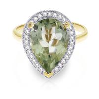 Green Amethyst and Diamond Halo Ring 3.25ct in 9ct Gold