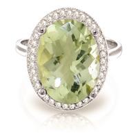 green amethyst and diamond halo ring 51ct in 9ct white gold