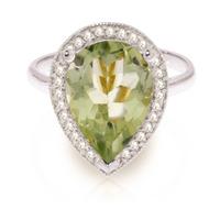 Green Amethyst and Diamond Halo Ring 3.25ct in 9ct White Gold