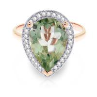 green amethyst and diamond halo ring 325ct in 9ct rose gold