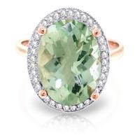 Green Amethyst and Diamond Halo Ring 5.1ct in 9ct Rose Gold