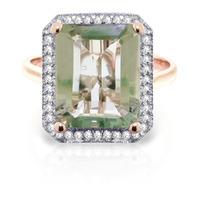 green amethyst and diamond halo ring 56ct in 9ct rose gold