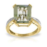 Green Amethyst and Diamond Ring 5.6ct in 9ct Gold