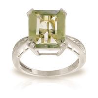 green amethyst and diamond ring 56ct in 9ct white gold