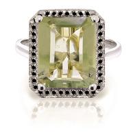 Green Amethyst and Diamond Halo Ring 5.6ct in 9ct White Gold