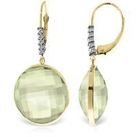 Green Amethyst and Diamond Drop Earrings 36.0ctw in 9ct Gold