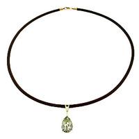 green amethyst and diamond leather pendant necklace 60ct in 9ct gold