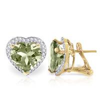 Green Amethyst and Diamond French Clip Earrings 6.2ctw in 9ct Gold