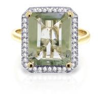 Green Amethyst and Diamond Halo Ring 5.6ct in 9ct Gold