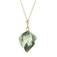 Green Amethyst Briolette Pendant Necklace 13.0ct in 9ct Gold