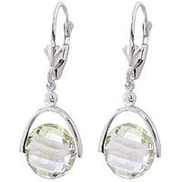 Green Amethyst Drop Earrings 6.5ctw in 9ct White Gold