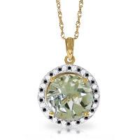 Green Amethyst and Diamond Pendant Necklace 5.0ct in 9ct Gold