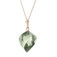 Green Amethyst Briolette Pendant Necklace 13.0ct in 9ct Rose Gold