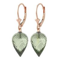 Green Amethyst Briolette Drop Earrings 19.0ctw in 9ct Rose Gold