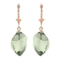 green amethyst briolette drop earrings 260ctw in 9ct rose gold