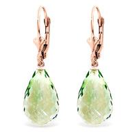 green amethyst briolette drop earrings 140ctw in 9ct rose gold