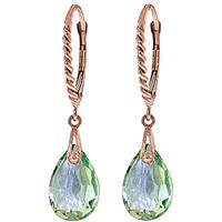 Green Amethyst Plait Stem Briolette Drop Earrings 6.0ctw in 9ct Rose Gold