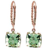 Green Amethyst Rococo Twist Drop Earrings 7.2ctw in 9ct Rose Gold