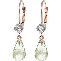 green amethyst and diamond illusion drop earrings 45ctw in 9ct rose go ...