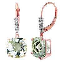 green amethyst and diamond rococo drop earrings 72ctw in 9ct rose gold