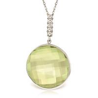 Green Amethyst and Diamond Pendant Necklace 18.0ct in 9ct White Gold